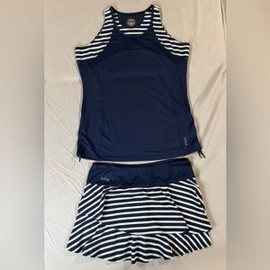Bolle Navy and White Striped Sports Set women’s L/XL Tennis Golf Pickleball